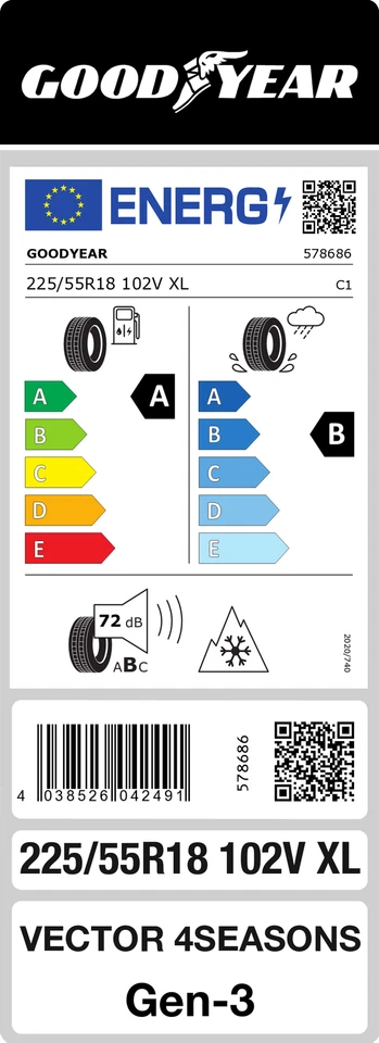 Goodyear Vector 4Seasons Gen-3 225/55 R18 102V XL M+S Ganzjahresreifen - Bild 2 von 2