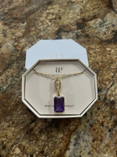 Bomb Party Necklace “Let’s Call It Ours” NK29394 - Purple Topaz Cubic Zirconia - Picture 3 of 5