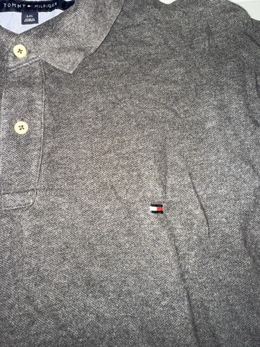 Tommy Hilfiger Shirt Men's Size L Large Grey Short Sleeve Polo Collared Logo - Picture 2 of 7