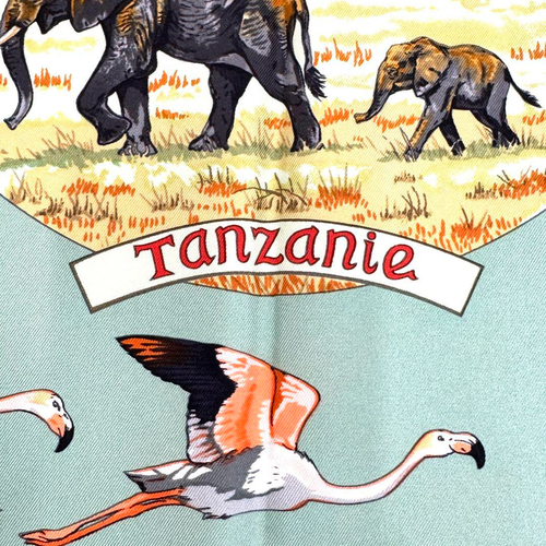 HERMES Scarf Carre 90 "Tanzanie" Tanzania Good Condition vintage No box - Picture 5 of 6