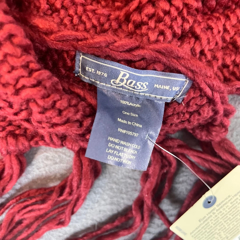 GH Bajo Cable Tejido Bufanda Rojo Granate Espiga Patrón Flecos Invierno Largo Nuevo con Etiquetas Foto 4 de 4