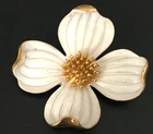Vintage Brooch Pin SIGNED TRIFARI Dogwood Flower Enamel Gold tone Jewelry lot x