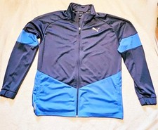 Mens Puma Jacket Blue Colorblock Blaster Puma Training Full Zip Size Large