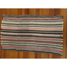 Vintage Rag Rugs Throw Rug Multicolor Decor Boho Shabby Decor Fringe 22"x38"