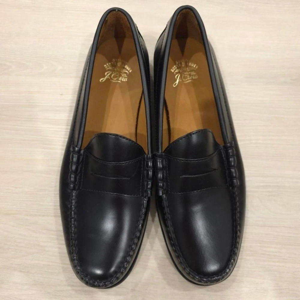 Men\'s Black Calf Leather J Crew Slip On Loafers Made in Italy Men\'s Size 12 Ludlow Venetian Loafers With Leather Soles For Men | J.Crew main image 4