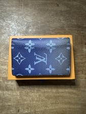 Blue Gradient LV Pocket Organizer  Card Holder  Leather