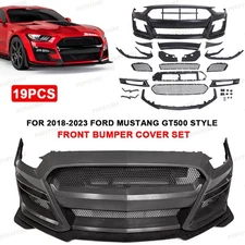 Front Bumper Cover Grille Lip Conversion GT500 Style Fit 2018-2023 Ford Mustang