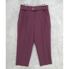 Ann Taylor Pants Womens 12 Petite Belted High Waist Pleated Tapered Ankle Belted