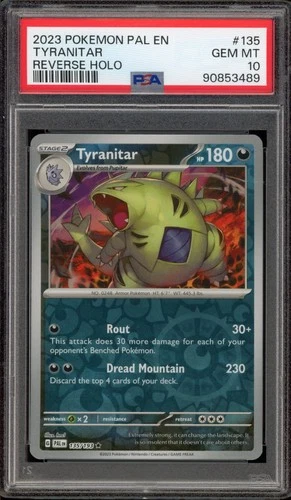 Pokemon Tyranitar Paldea Evolved Reverse Holo Rare #135 PSA 10 Gem Mint