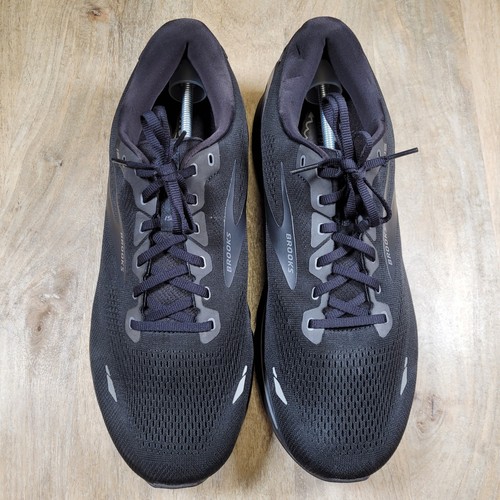 Size 15 - Brooks Ghost 15 4E Wide All Black Running Shoes Athletic Lock Laces - Picture 6 of 13