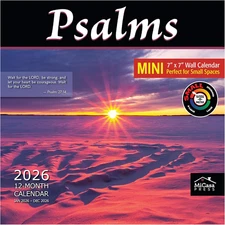 MICASA Psalms 2026 Mini Wall Calendar, 12-Month, 7x14 Open, Giftable, Compact