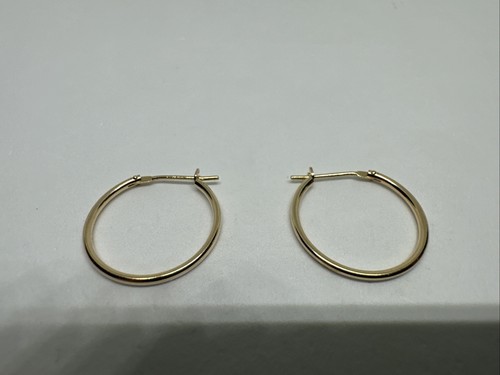 Jcm 10k Fine Yellow Gold 17mm Round Circle Ring Hoop Snap Stud Earrings - Picture 2 of 11