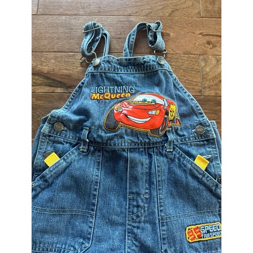 Disney Boys 4T Lightning McQueen Bibs Overall Shorts Pixar - Picture 3 of 6