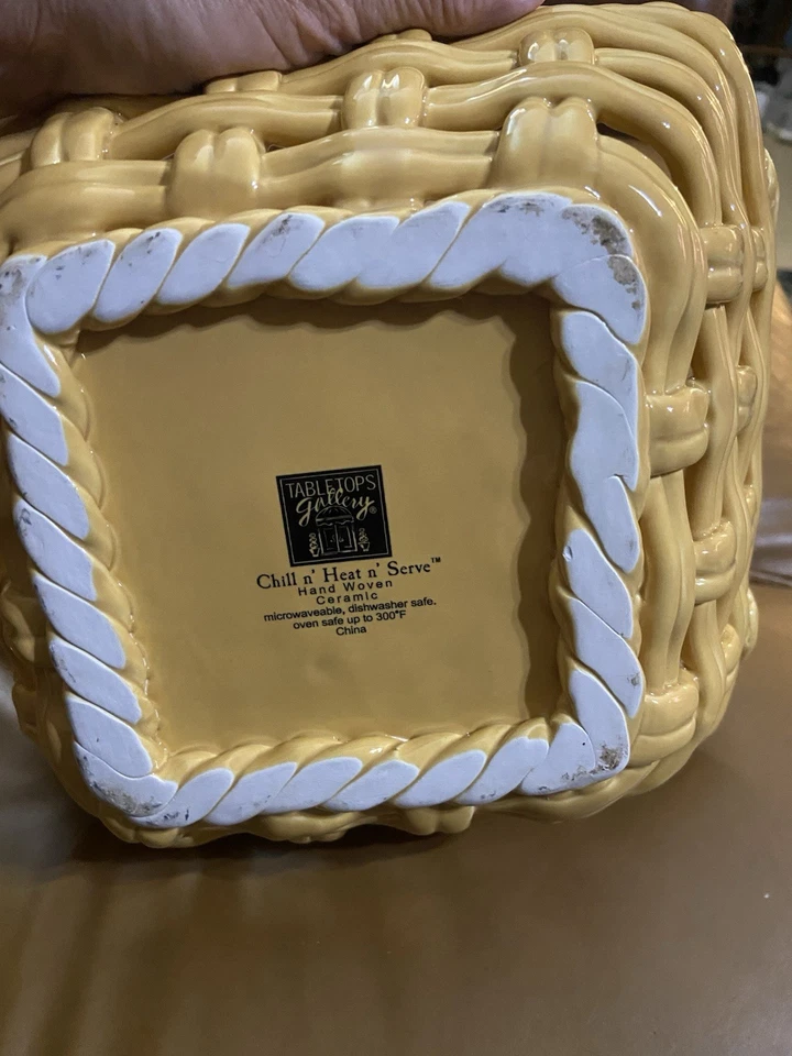 Hand Woven Ceramic Yellow Basket by Tabletops Gallery Chill N’ Heat N’ Serve - Изображение 4 из 4