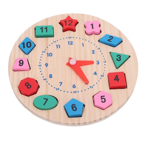 Wooden Shape Color Sorting Clock Learning Time Activity Set Teaching Time Number - Picture 21 of 22