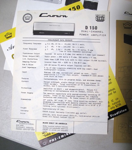 CROWN AUDIO VINTAGE BROSCHÜREN - CROWN AMPS, PREAMPS ETC. - Bild 7 von 8