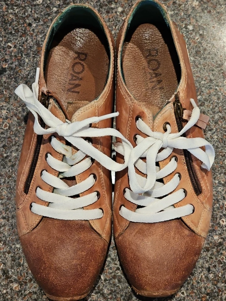 Roan by BED STU Leather Maudt Sneakers Pecan Sz 9.5 Brown Women's Shoes Retro - Image 3 of 4