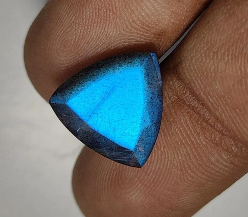 Trillio de piedra de corte de fuego llamativo azul real labradorita natural calidad 6A 13 mm Foto 3 de 4