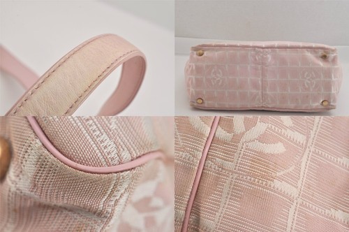 echt Chanel New Travel Line Schultertasche Beuteltasche Nylon Leder rosa 8085M - Bild 6 von 10