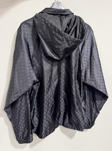 Gucci Monogram Black GG Jacquard Windbreaker Jacket RT$1,900 52 Large Hooded EUC - Picture 8 of 19