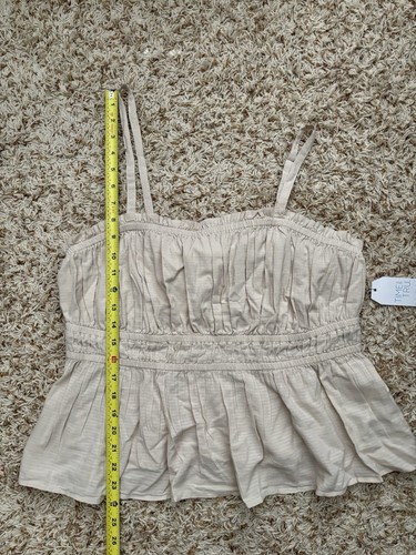 Time And Tru Damen gesmoktes Tank L (12-14) beige Gummibund Baumwolle Sommer  - Bild 11 von 12