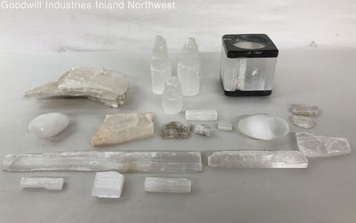 Grab Bag Lot Selenite & Other Natural Stone Assortment 5 lbs. 4 oz. Blade Rod