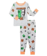 Minecraft Creeper, Skeleton and Jack O' Lantern Boy's Soft Halloween Pajama Set