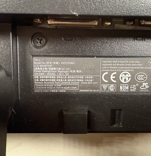 Dell IN2030Mc 20" Widescreen Monitor PC Computer Screen HD+ - Picture 3 of 3