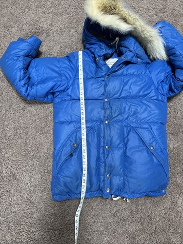VTG REI BLUE EXPEDITION DOWN PUFFER JACKET MENS SMALL 1970s WOLF HOOD INTUIT - Picture 9 of 13