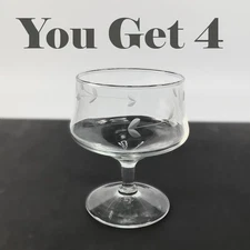 4 Princess House HERITAGE Glass Desserts/Appetizers Etched Footed Bowls Vtg EUC