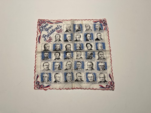Vintage 1954 Ranshaw Know Your Presidents politisches Taschentuch rot weiß & blau - Bild 1 von 7