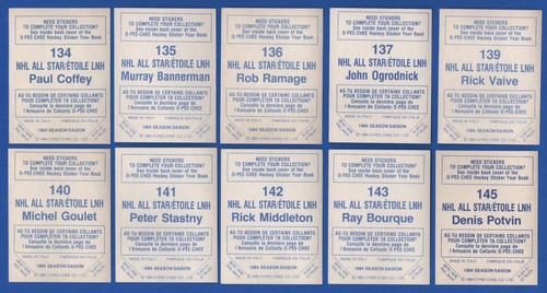 1984-85 OPC 84-85 O PEE CHEE NHL HOCKEY STICKER 1-146 SEE LIST - Picture 251 of 251