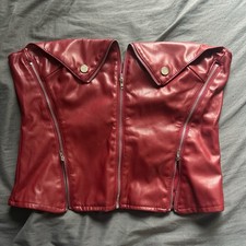 Edikted Red Leather Zipper Corset Size Large Adjustable