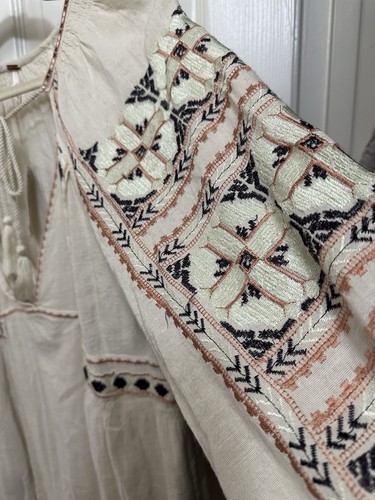 Free People Tunic Dress Embroidered Boho Size Small Cream Long Sleeve NWT - Picture 11 of 24