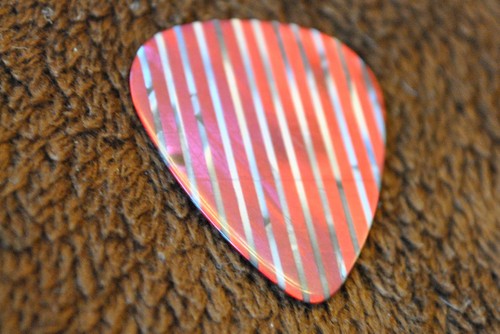 12 New Red with Silver Stripe Celluloid Guitar Picks Medium thickness No Logo - Picture 4 of 9