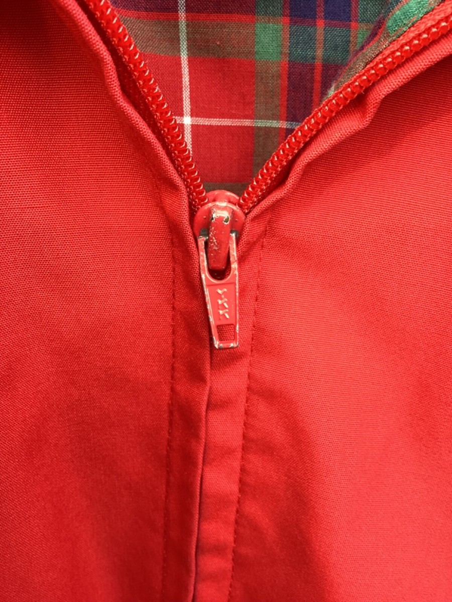 VINTAGE Men’s Lands End Jacket, Red Cotton/Polyester, Plaid Lined, Zippered, L VINTAGE Men’s Lands End Jacket, Red Cotton/Polyester, Plaid Lined, Zippered, L