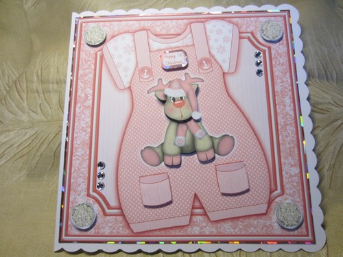 Handmade Cute Baby Girl Themed 1st Christmas Card Size 8''x8'' - Picture 5 of 5