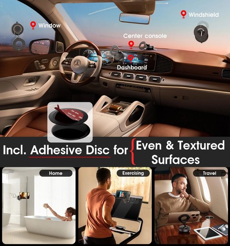 Strong Magnetic Car Phone Holder , Ultra Vacuum Suction Cup Phone Mount 360° - Photo 2 sur 9