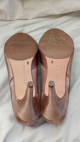 Size 8 Diana Ferrari Phoebe Bronze Brown Peep Toe Heels with spare heel tips - Picture 11 of 11