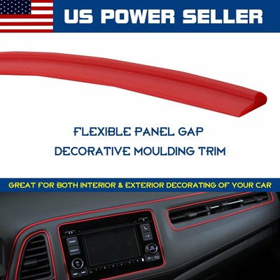 144/" Car Interior Molding Trim Door Panel Gap Moulding Strip Red Line Accessory
