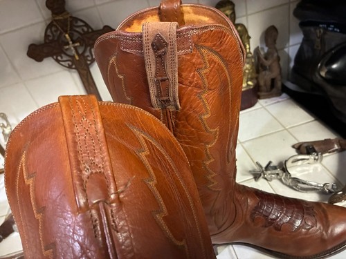 LUCCHESE 1883 ALLIGATOR INLAY WESTERN COWBOY DANCEHALL RANCH BOOTS USA 11 D - Picture 23 of 24