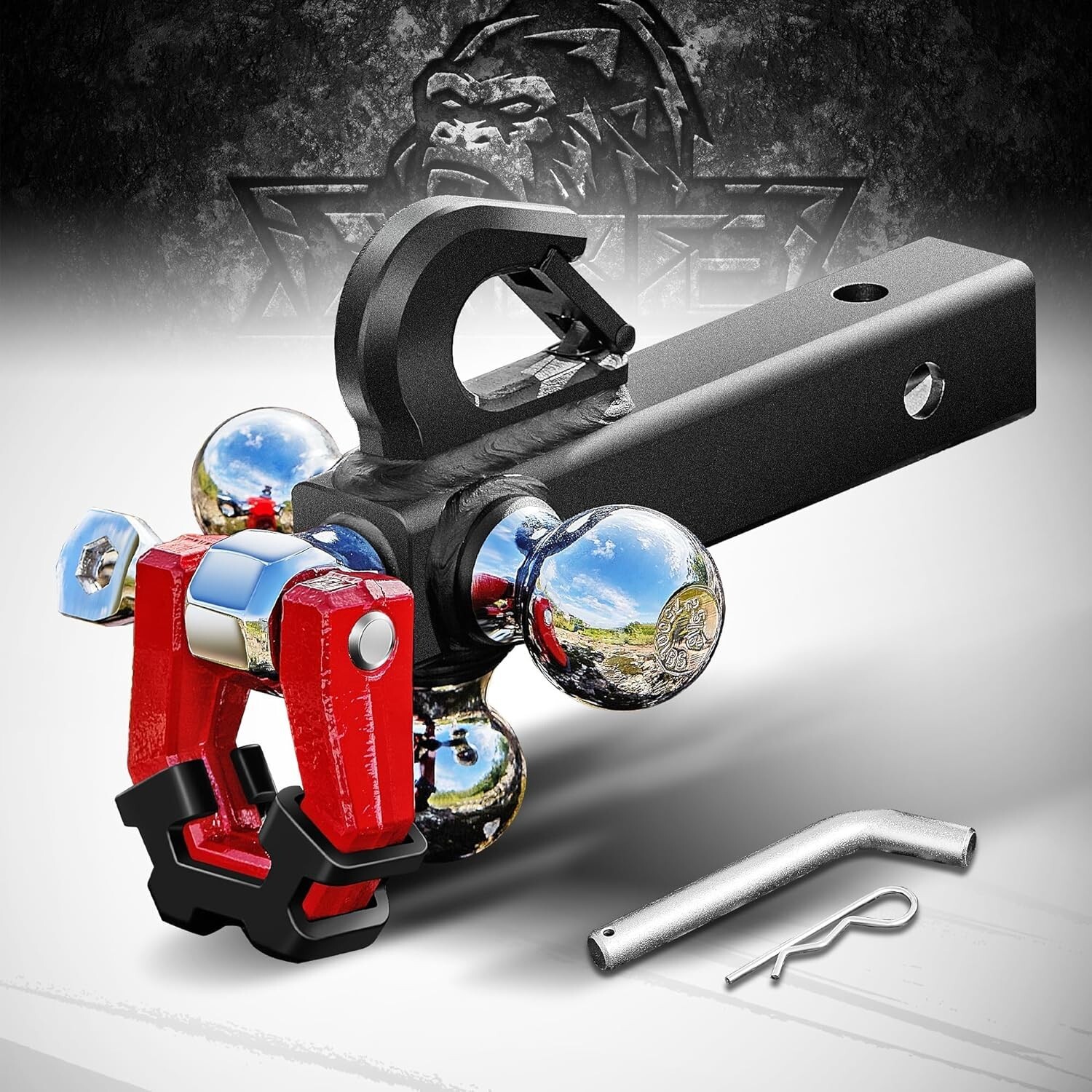 XPE 5 in 1 Trailer Hitch Tri-Ball Mount with Hook &amp; Pin Fits 2&#034; Hitch Receiver
