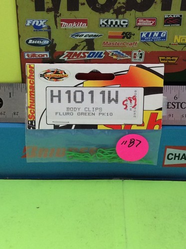 Schumacher H1011W Body Clips Fluro Green 10pk New In Package 🇺🇸 Shipped - Picture 2 of 2