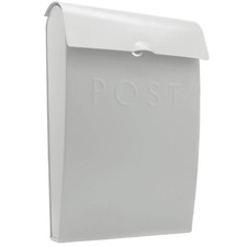 Wall Mounted Post Box in White Galvanised Steel Outdoor Lockable  Mailbox | M&W