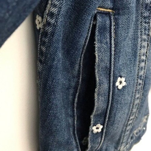 Giacca denim AMO Pop ricamata floreale $430 XS - Foto 9 di 9