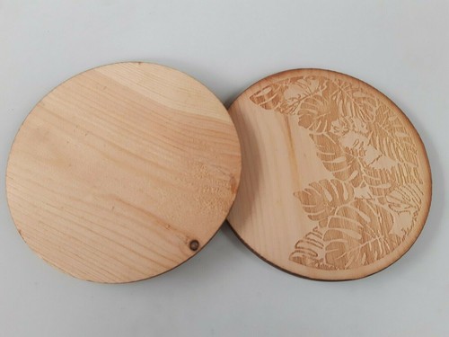 Engraved Round Wooden Tea Coffee Glass Cup Coasters Pad Table Coaster Set 4 Pcs - Picture 10 of 12