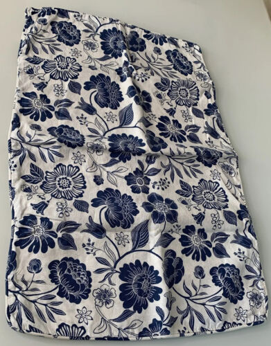 1 IKEA Angsort Pillow Sham 100% Linen Floral Navy White Swedish Design 29x19