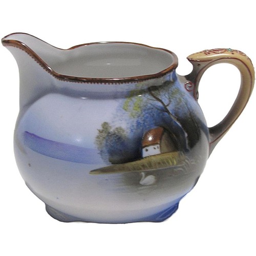 Vintage Noritake Creamer and Sugar Bowl - Lake Scene with Cottage - 2 Piece Set - Picture 7 of 20