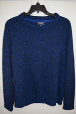 Lands' End Blue Sweater Large 27 Cotton/24 Wool/19 Nylon/8 Acrylicpolyacry