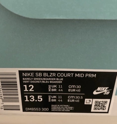 Nike SB Blazer Court Mid Premium Barely Green Boarder Blue DM8553 300 US Sz 12 - Picture 7 of 7